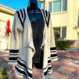 Knitted Black and creme Cardigan